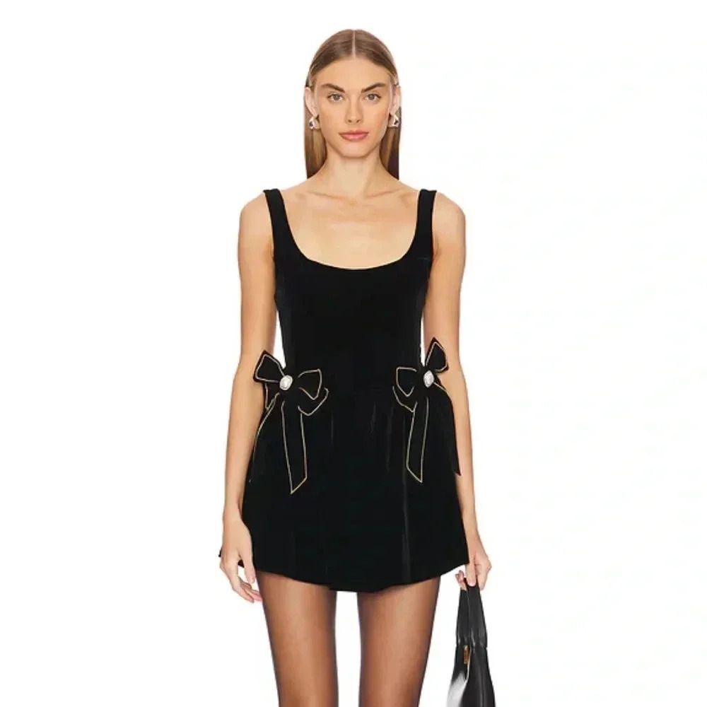 Show Me Your MuMu Black Mini Dress with Bow Accents
